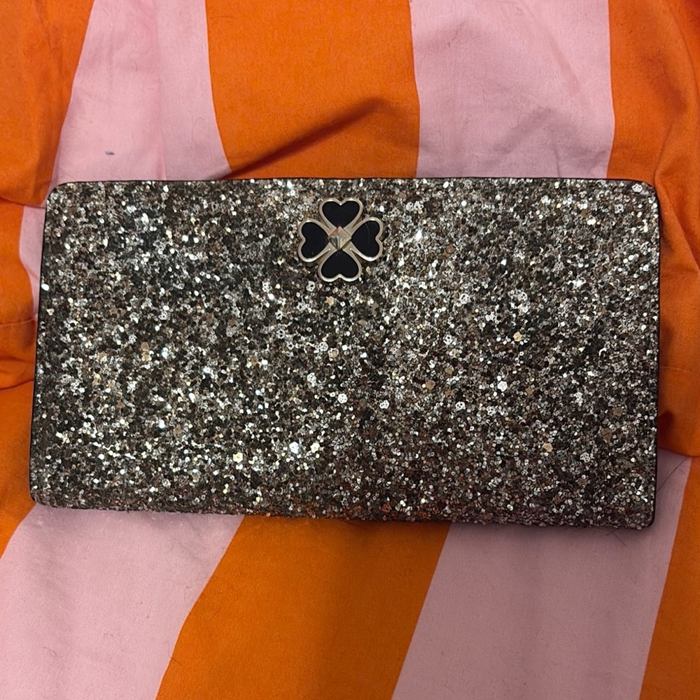 Kate Spade Glitter Wallet in Black and Silver